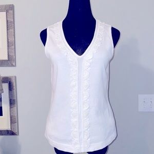 Talbots V-neck bead embellished sleeveless T-shirt.